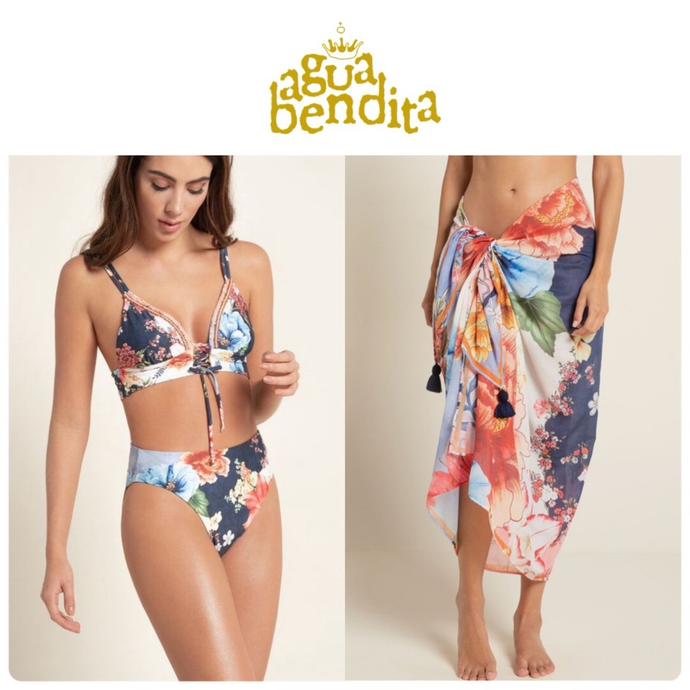 Agua Bendita Floret Story Bikini and Pareo Set